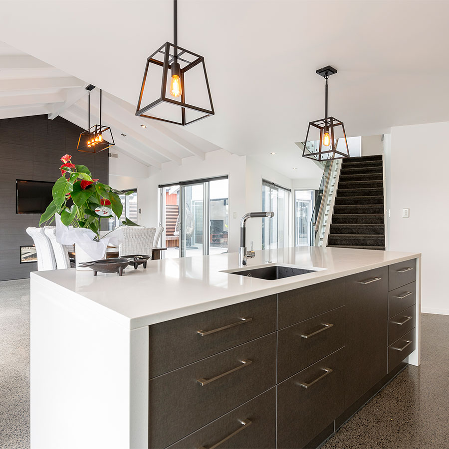 Black glass splashback