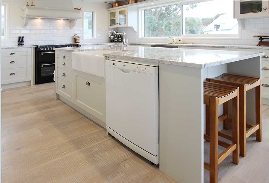 Country kitchen island bench and sink